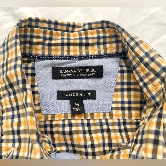 Banana Republic Mens Plaid Button Shirt | Camden Fit | Size M | Navy & Yellow - Picture 3 of 14